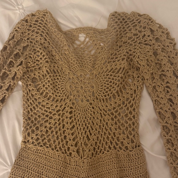 Fashion Nova Tan Crochet Romper - Picture 2 of 4